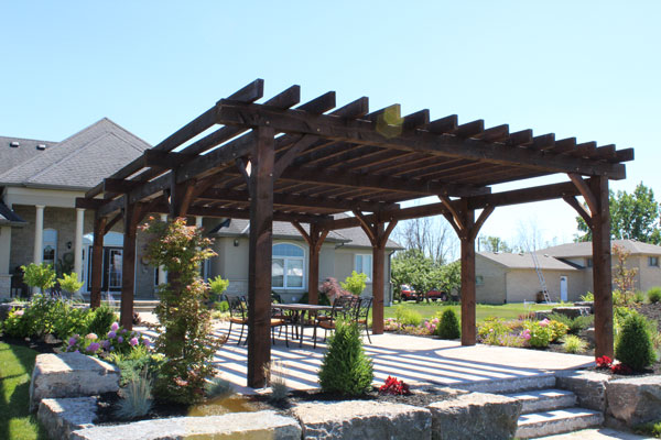 Pergola over a concrete slab