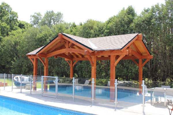 Gazebo covering an outdoor pool